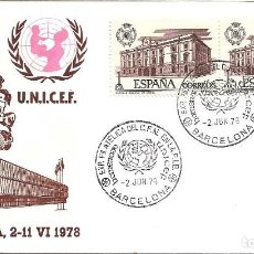 Sellos: UNICEF EXPOSICION FILATELICA HOMENATGE, BARCELONA 1978. MATASELLOS EN SOBRE DE ALFIL. RWR. Lote 336862578