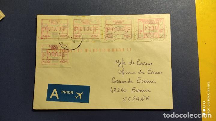 Timbres: SOBRE CIRCULADO DE BELGICA A ERMUA - JEFE DE CORREOS - ETIQUETAS DE FRANQUEO - CORREOS ERMUA.