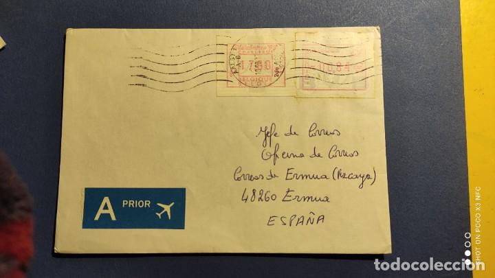 Briefmarken: SOBRE CIRCULADO DE BELGICA A ERMUA - JEFE DE CORREOS - ETIQUETAS DE FRANQUEO - CORREOS ERMUA.