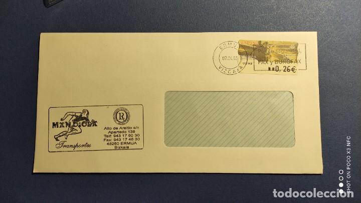 Stamps: SOBRE FRANQUEADO CON ETIQUETA ATMS - ARQUITECTURA - TRANSPORTES MANDIOLA - ATLETA.