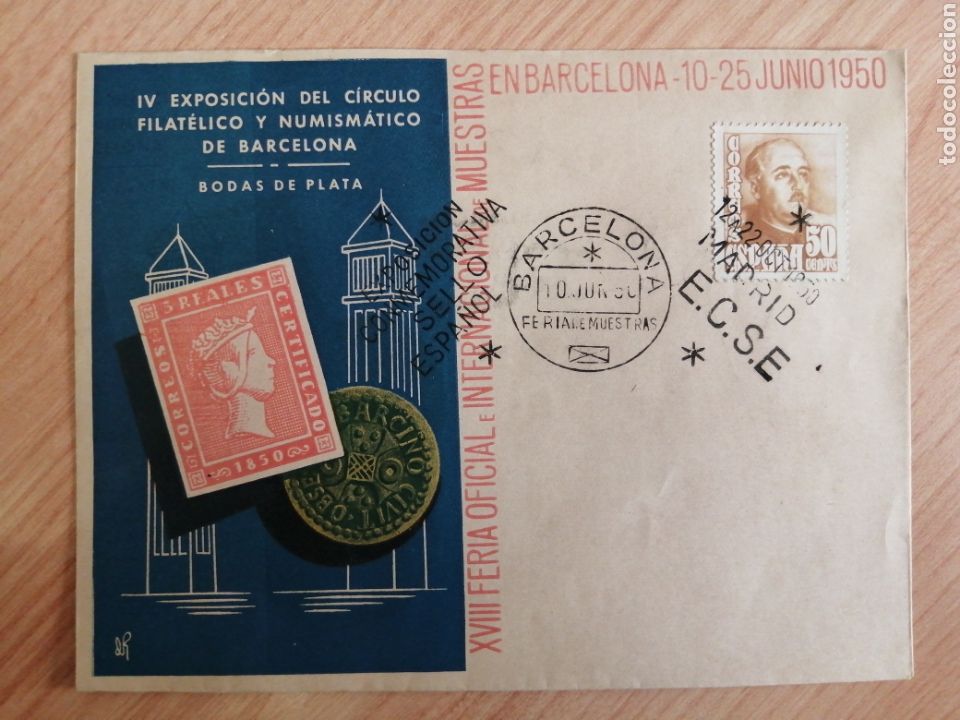 Timbres: SOBRE CON MATASELLO ESPECIAL. CENTENARIO DEL SELLO ESPA&Ntilde;OL. 2do. MATASELLO DE PROPAGANDA1950 (IGZ)