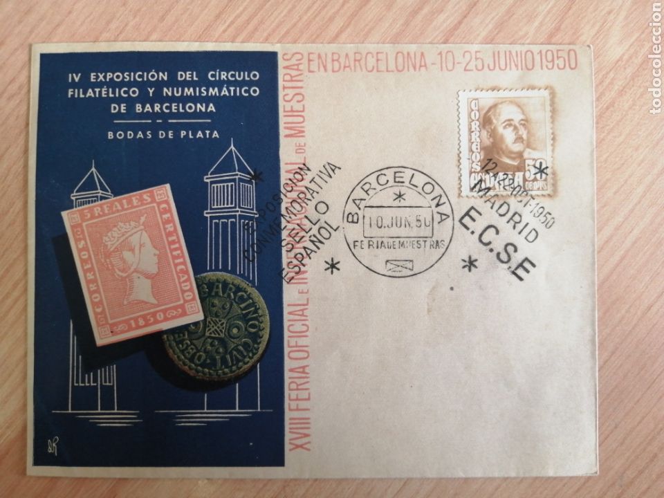 Timbres: SOBRE CON MATASELLO ESPECIAL. CENTENARIO DEL SELLO ESPA&Ntilde;OL. 2do. MATASELLO DE PROPAGANDA1950 (IGZ)