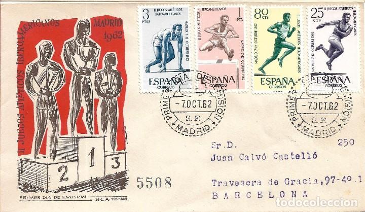 Sellos: II JUEGOS ATLETICOS IBEROAMERICANOS 1962 (EDIFIL 1450/53) EN SPD CIRCULADO DEL SERVICIO FILATELICO.