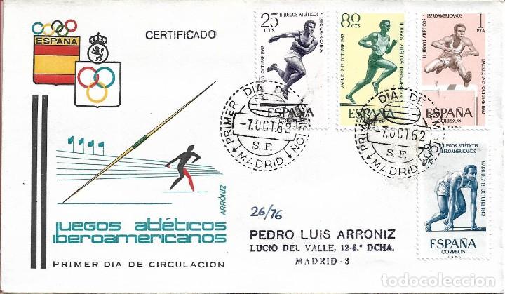Sellos: II JUEGOS ATLETICOS IBEROAMERICANOS 1962 (EDIFIL 1450/53) EN SPD DIA CIRCULADO DE ARRONIZ. RARO ASI.