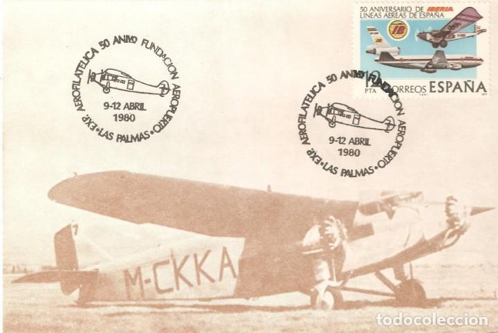 Sellos: 50 ANIVERSARIO AEROPUERTO DE LAS PALMAS 12-04-1980