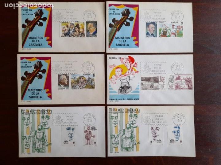 Sellos: Un sobre 1&ordf; dia de circulaci&oacute;n 1983 Maestros de la zarzuela con matasello BCN 6 sobres a elegir