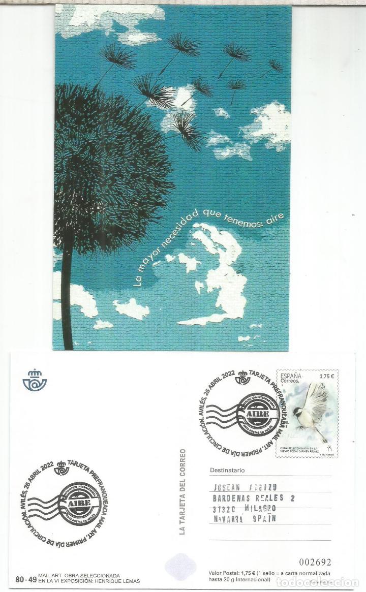 Stamps: ENTERO POSTAL MAIL ART CON MAT PRIMER DIA AVE BIRD