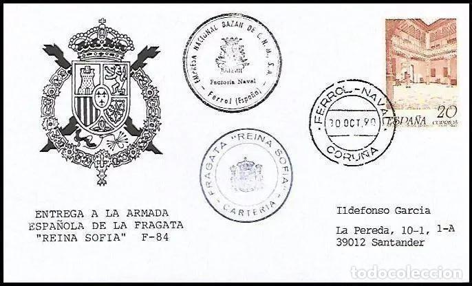 Sellos: ARMADA 1990 ENTREGA FRAGATA REINA SOFIA - Foto 1
