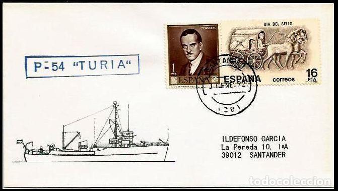Sellos: ARMADA 1992 PATRULLERO TURIA EN SANTANDER - Foto 1
