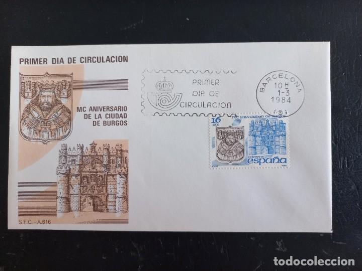 Stamps: sobre primer dia de circulaci&oacute;n MC ANIVERSARIO DE LA CIUDAD DE BURGOS, 1984