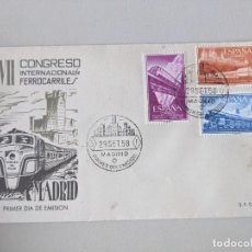 Sellos: XVII CONGRESO INTERNACIONAL DE FERROCARRILES, MADRID 29 SET 1958 - PRIMER DIA EMISION. Lote 362360855