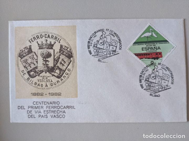 Sellos: FERROCARRIL CENTRAL DE VIZCAYA DE BILBAO A DURANGO CENTENARIO 1882 1982 - Foto 1
