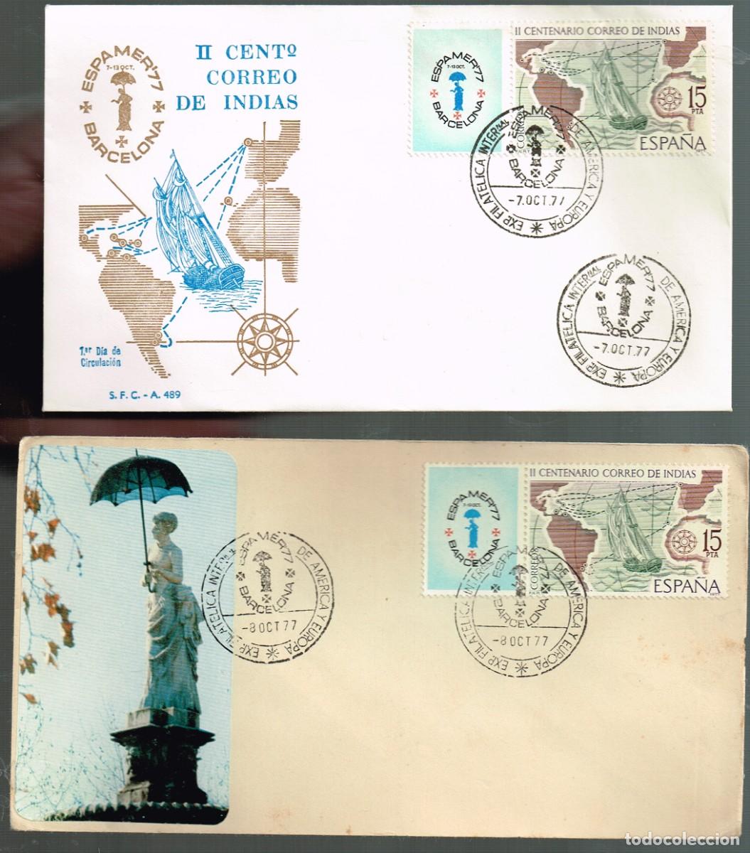 Francobolli: 1977 2 SOBRES ESPAMER 77 EXPO. FILAT&Eacute;LICA INTERNACIONAL DE AM&Eacute;RICA Y EUROPA