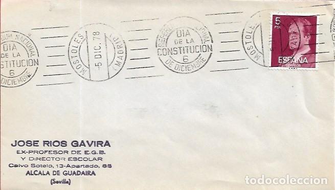 Sellos: REFERENDUM NACIONAL DIA DE LA CONSTITUCION, MOSTOLES (MADRID) 1978. RARO MATASELLOS RODILLO EN SOBRE