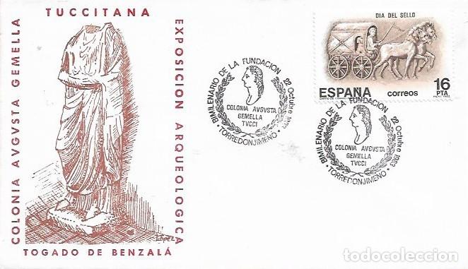 Francobolli: COLONIA AUGUSTA GEMELLA TUCCI BIMILENARIO TORREDONJIMENO (JAEN) 1983 MATASELLOS RARO SOBRE ILUSTRADO