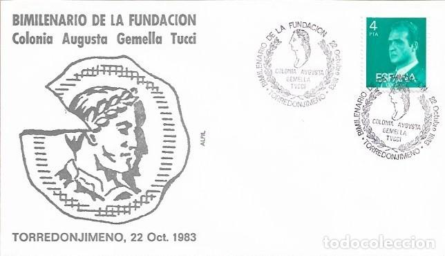 Francobolli: COLONIA AUGUSTA GEMELLA TUCCI BIMILENARIO, TORREDONJIMENO (JAEN) 1983 RARO MATASELLOS EN SOBRE ALFIL