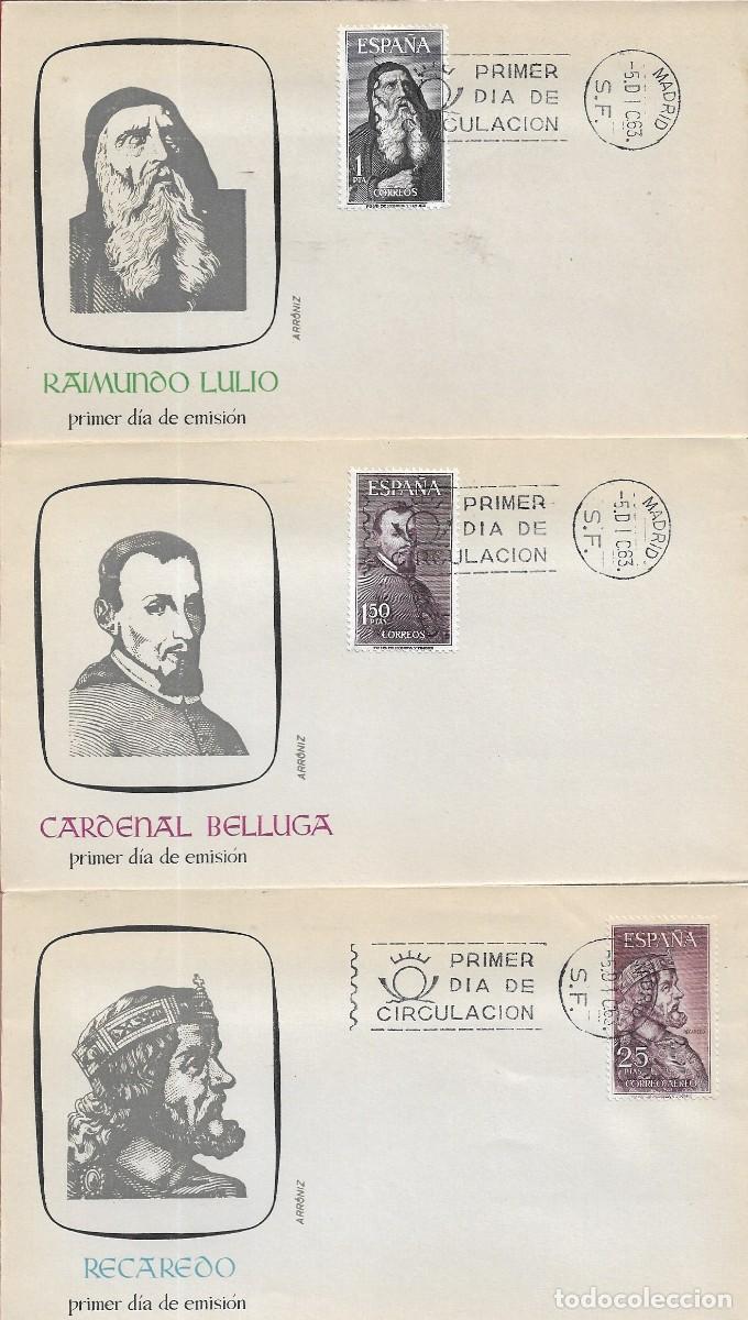 Sellos: PERSONAJES ESPA&Ntilde;OLES 1963 (EDIFIL 1536/39) EN CUATRO SOBRES PRIMER DIA DE ARRONIZ RAROS ASI