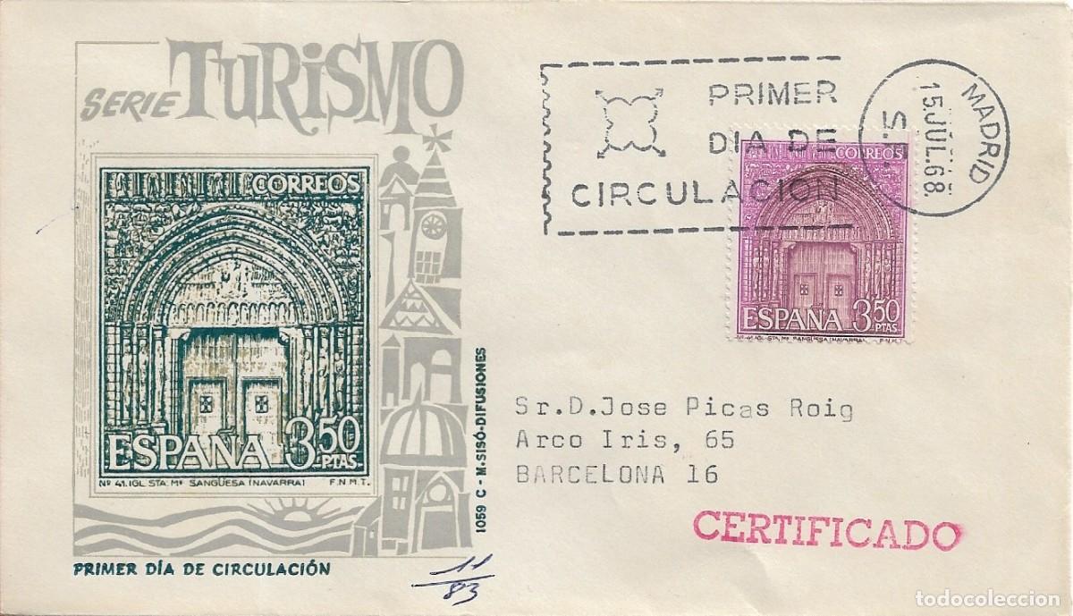 Timbres: IGLESIA DE SANTA MARIA SANG&Uuml;ESA NAVARRA SERIE TURISTICA 1968 (EDIFIL 1879) EN SPD CIRCULADO MS. RARO
