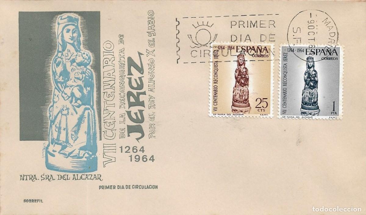 Sellos: VIRGEN DEL ALCAZAR VII CENTENARIO RECONQUISTA DE JEREZ 1964 (EDIFIL 1615/16) EN SPD DE SOBREFIL RARO