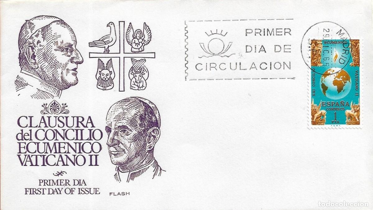 Timbres: CLAUSURA CONCILIO ECUMENICO VATICANO II 1965 (EDIFIL 1695) EN SOBRE PRIMER DIA DE FLASH RARO ASI