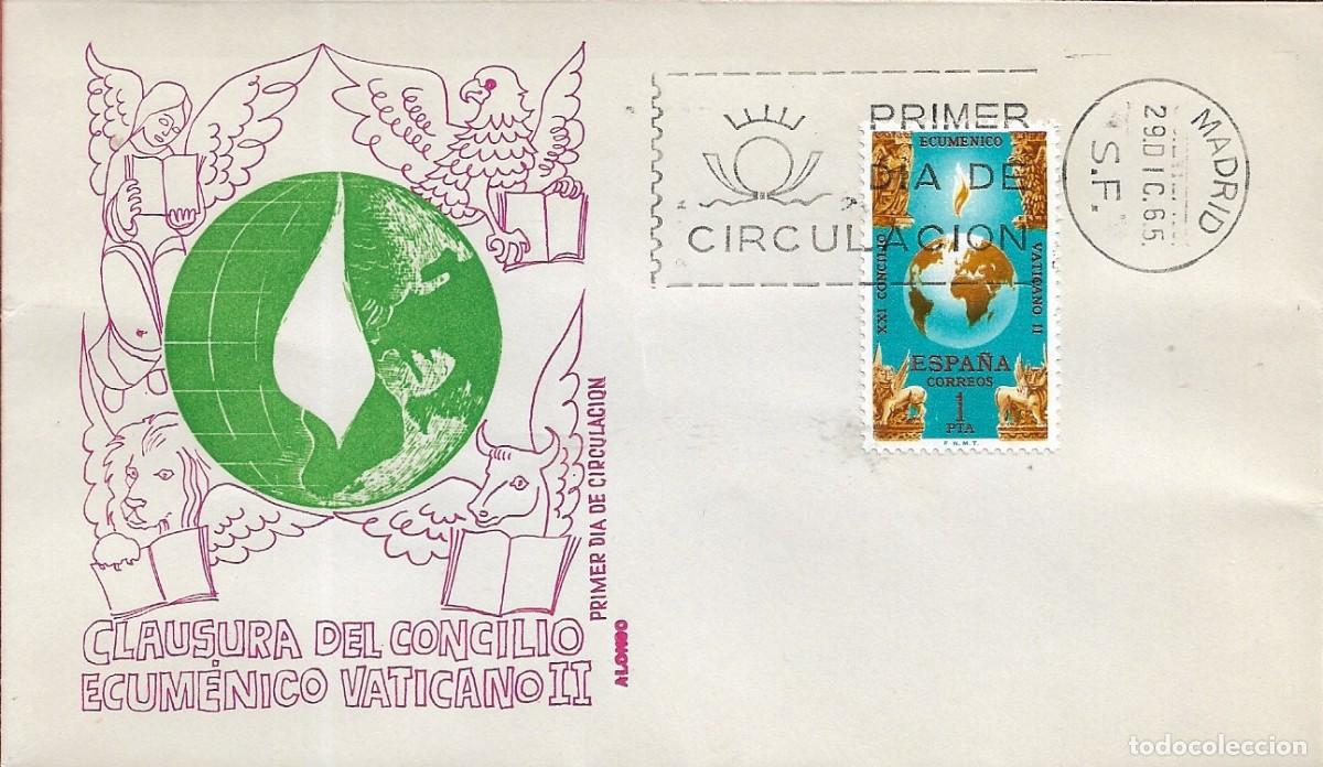Timbres: CLAUSURA CONCILIO ECUMENICO VATICANO II 1965 (EDIFIL 1695) EN SOBRE PRIMER DIA DE ALONSO RARO ASI