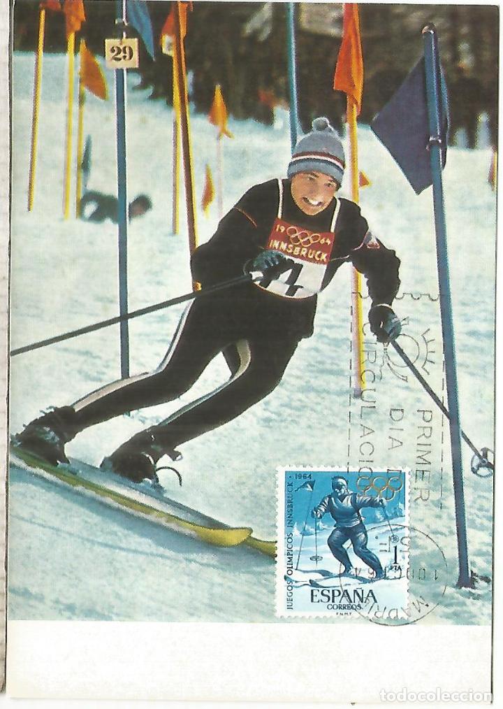 Sellos: ESPA&Ntilde;A SPAIN TARJETA JUEGOS OLIMPICOS DE INNSBRUCK 1964 SKI ESQUI WINTER GAMES