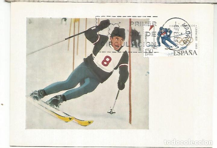 Sellos: ESPA&Ntilde;A SPAIN TARJETA JUEGOS OLIMPICOS GRENOBLE 1968 ESQUI SKI WINTER GAMES