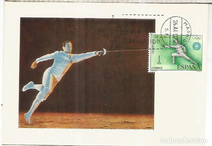 Sellos: ESPA&Ntilde;A SPAIN TARJETA JUEGOS OLIMPICOS DE MUNICH 1972 ESGRIMA FENCING