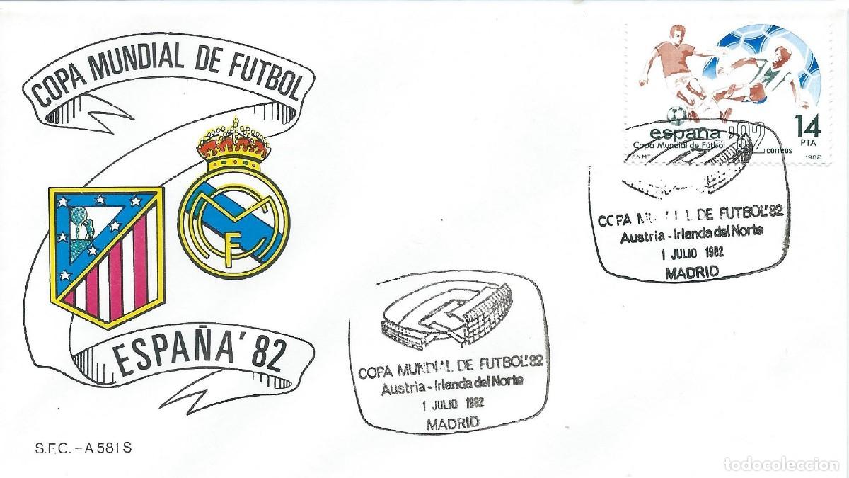 Sellos: 1982. MADRID. MATASELLOS. COPA DEL MUNDO F&Uacute;TBOL ESPA&Ntilde;A'82. AUSTRIA-IRLANDA N. WORLD CUP. DEPORTES.
