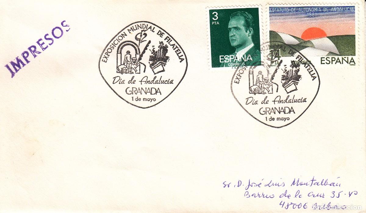 Sellos: SOBRE: 1982 GRANADA. DIA DE ANDALUCIA - Foto 1