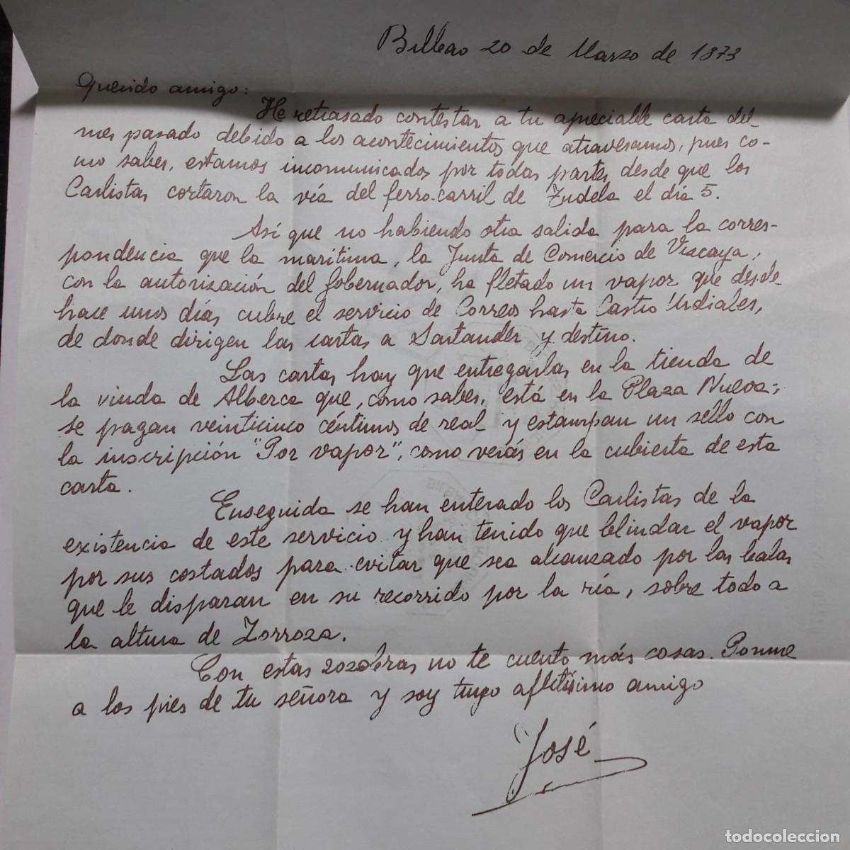 Sellos: Pbilbao Castro Urdiales Vapor 1978 carta sello matasello