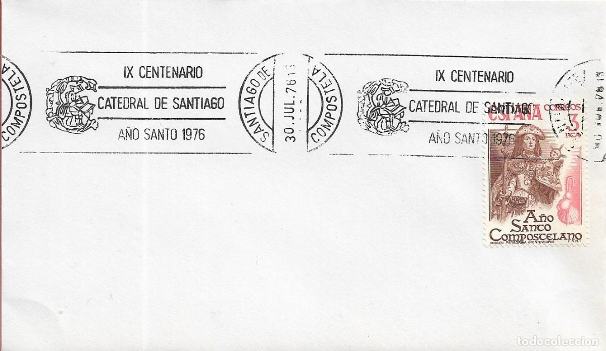 Sellos: RELIGION A&Ntilde;O SANTO IX CENTENARIO CATEDRAL SANTIAGO COMPOSTELA 1976. RARO MATASELLOS RODILLO EN SOBRE