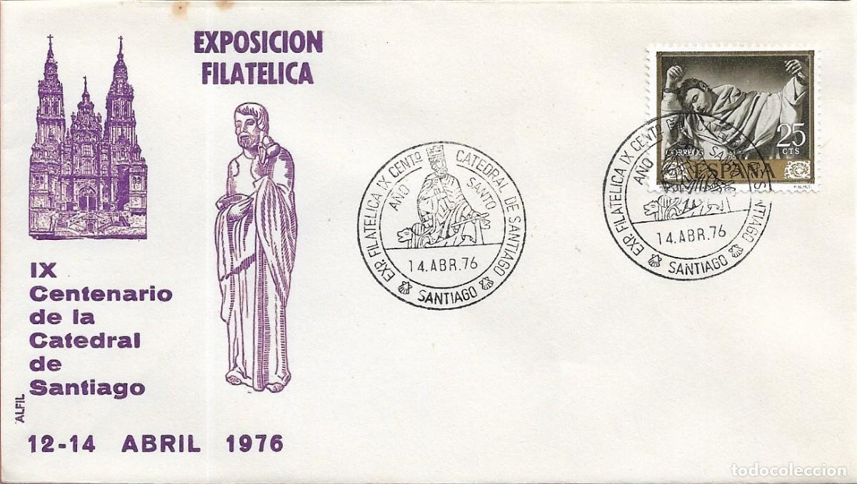 Sellos: RELIGION A&Ntilde;O SANTO IX CENTENARIO CATEDRAL SANTIAGO COMPOSTELA 1976. RARO MATASELLOS EN SOBRE ALFIL.