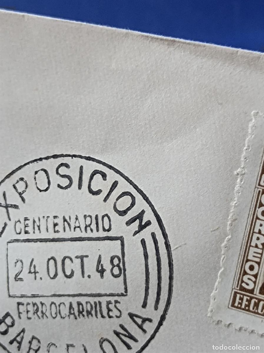 Sellos: SOBRE EXPOSICI&Oacute;N CENTENARIO DEL FERROCARRIL BARCELONA 1948 - Foto 6