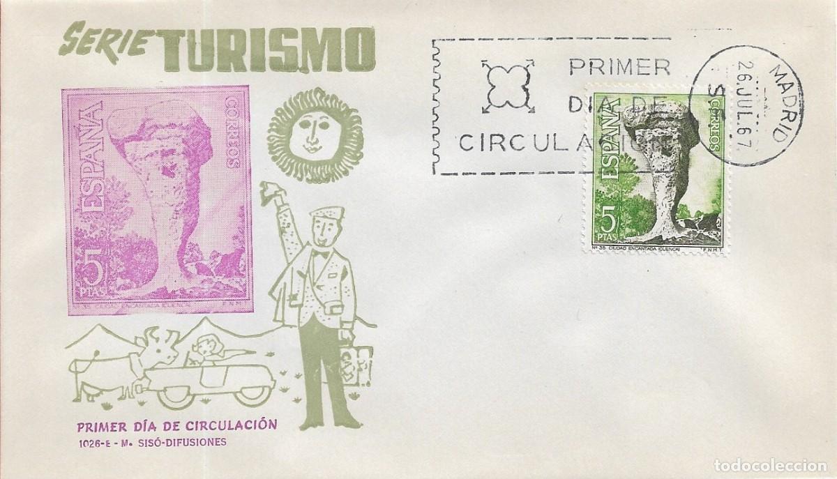 Sellos: CIUDAD ENCANTADA EN CUENCA SERIE TURISTICA 1967 (EDIFIL 1807) SOBRE PRIMER DIA SIN CIRCULAR MS RARO