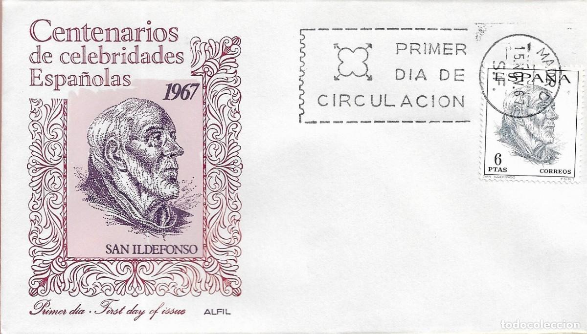 Stamps: SAN ILDEFONSO CENTENARIOS DE CELEBRIDADES 1967 (EDIFIL 1833) EN SOBRE PRIMER DIA DE ALFIL