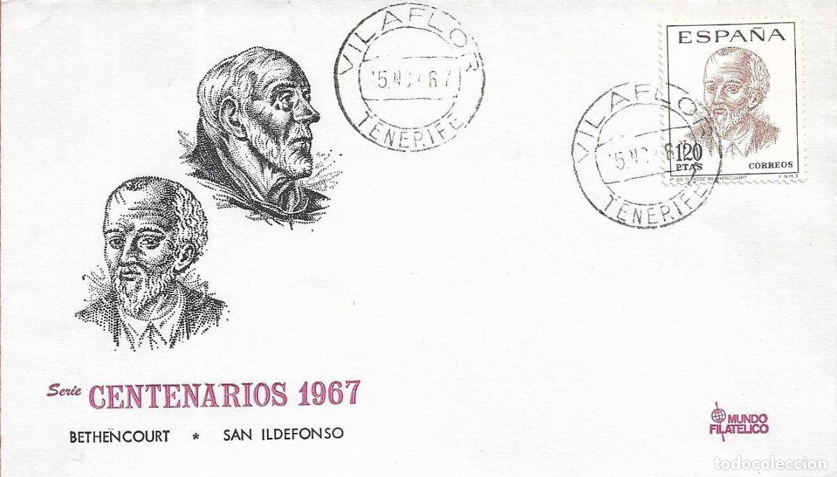 Sellos: PEDRO DE SAN JOSE BETHENCOURT CENTENARIOS CELEBRIDADES 1967 (EDIFIL 1830) SPD MF VILAFLOR (CANARIAS)
