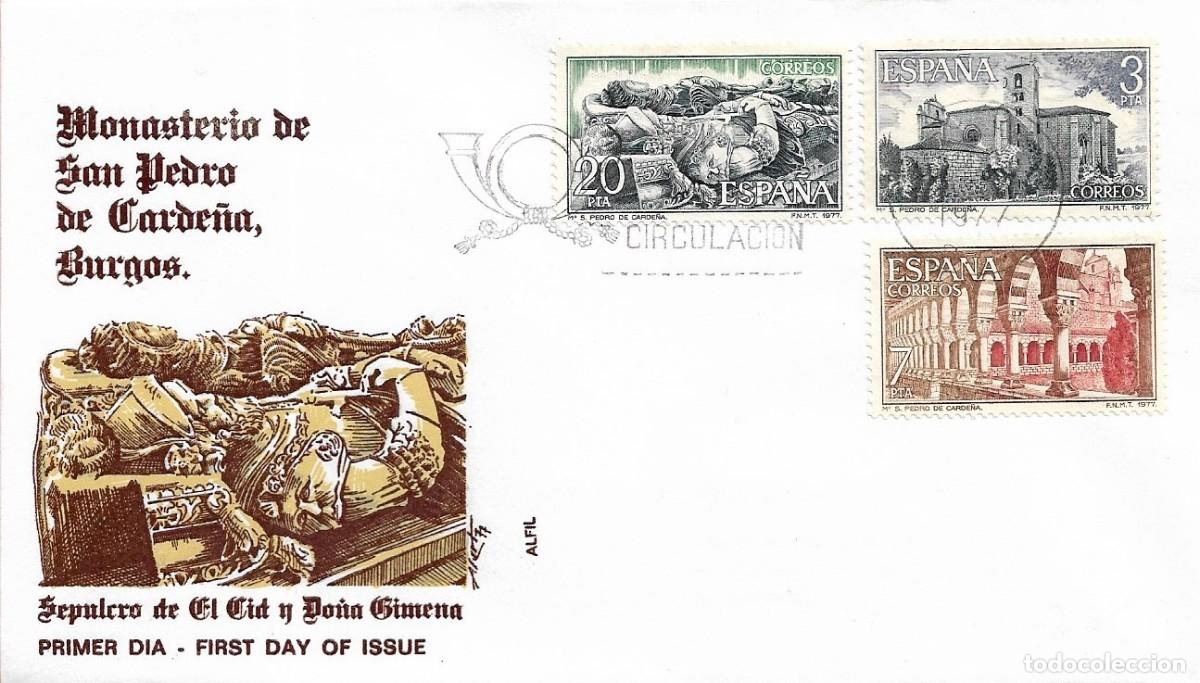 Sellos: SEPULCRO EL CID DO&Ntilde;A GIMENA MONASTERIO SAN PEDRO DE CARDE&Ntilde;A 1977 (EDIFIL 2443/45) EN SPD ALFIL. RARO