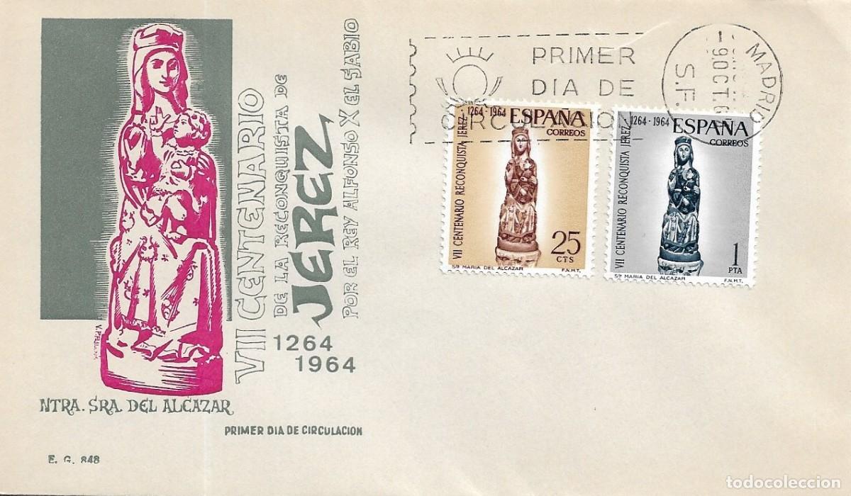 Sellos: VIRGEN DEL ALCAZAR VII CENTENARIO RECONQUISTA DE JEREZ 1964 (EDIFIL 1615/16) EN SPD DE EG RARO ASI