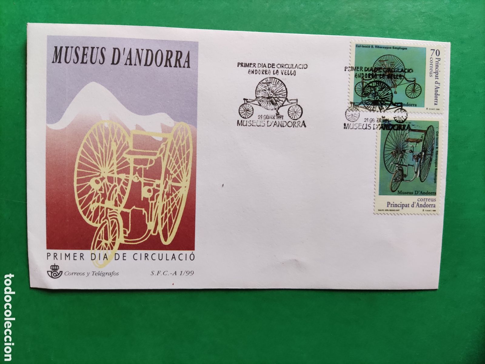 Sellos: Sobre Primer D&iacute;a. Museos de Andorra - Foto 1