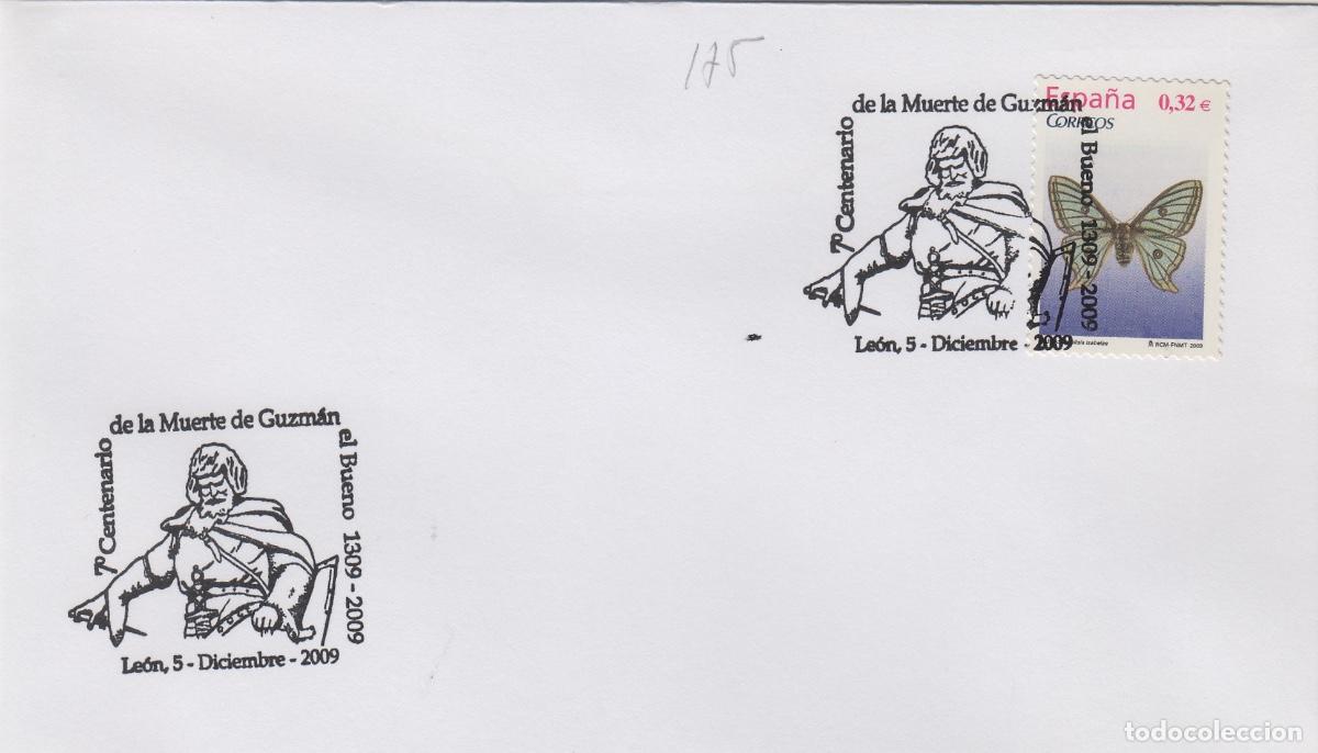 Sellos: 2009 LE&Oacute;N , 7 CENTENARIO MUERTE DE GUZMAN - MATASELLOS EN SOBRE - Foto 1
