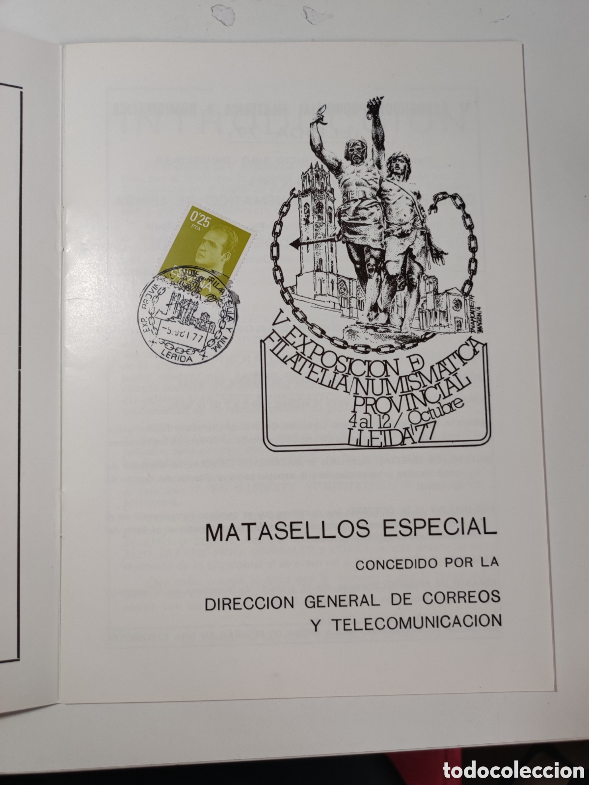 Sellos: V Exposici&oacute;n Provincial Filatelica y Numism&aacute;tica Lleida -77 (Librillo) - Foto 2