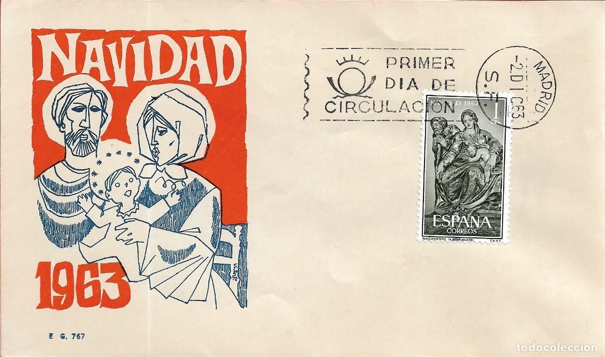 Selos: NAVIDAD 1963 NACIMIENTO BERRUGUETE (EDIFIL 1535) EN SOBRE PRIMER DIA SIN CIRCULAR EG RELIGION RARO