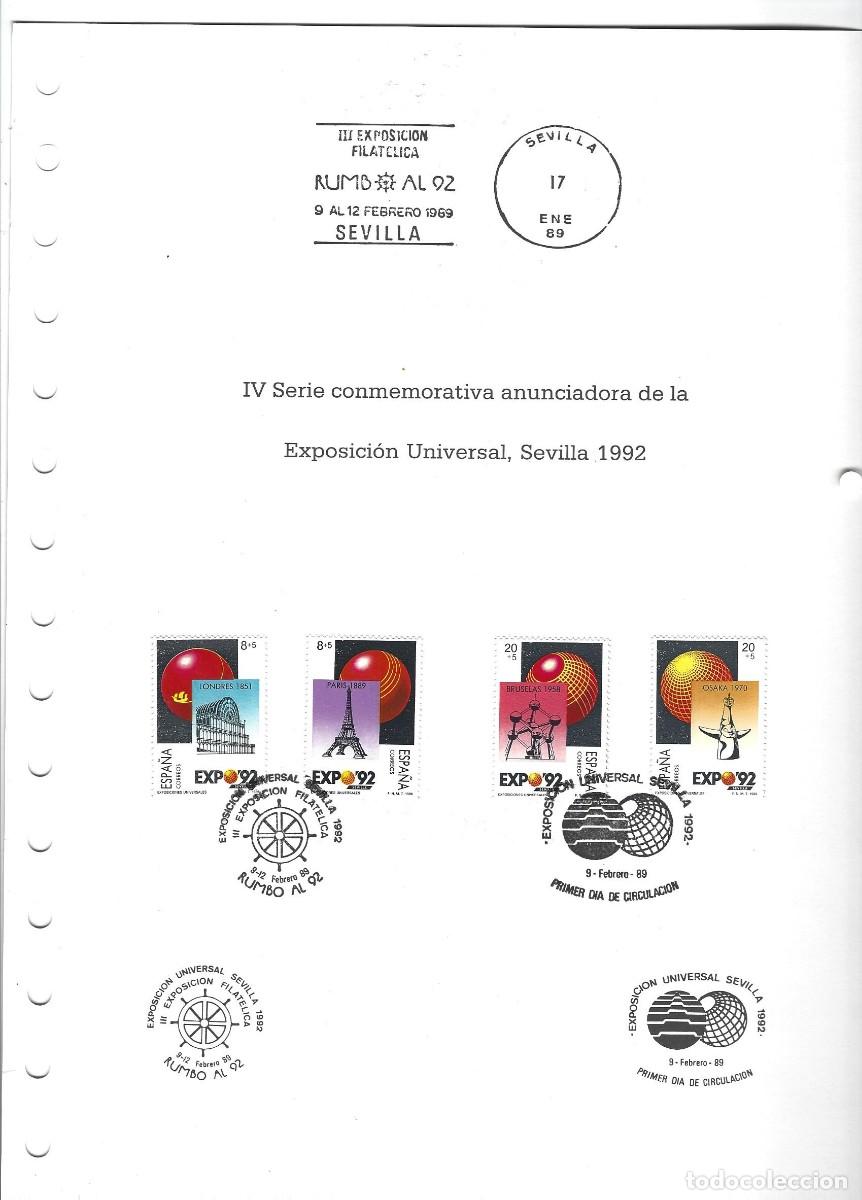 Sellos: DOCUMENTO FILAT&Eacute;LICO 1992 EXPO 92 . LOTE DE 3 DOCUMENTOS - Foto 6