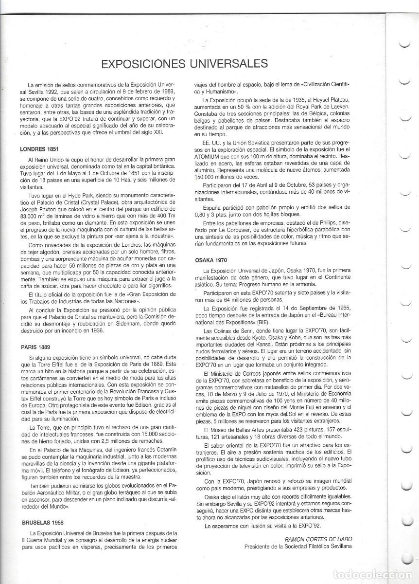 Sellos: DOCUMENTO FILAT&Eacute;LICO 1992 EXPO 92 . LOTE DE 3 DOCUMENTOS - Foto 7