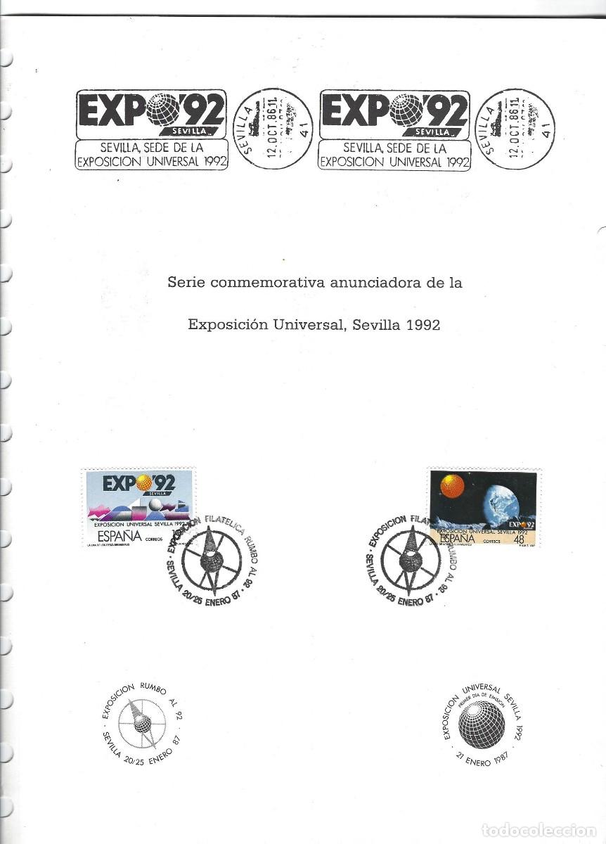 Sellos: DOCUMENTO FILAT&Eacute;LICO 1992 EXPO 92 . LOTE DE 3 DOCUMENTOS - Foto 10