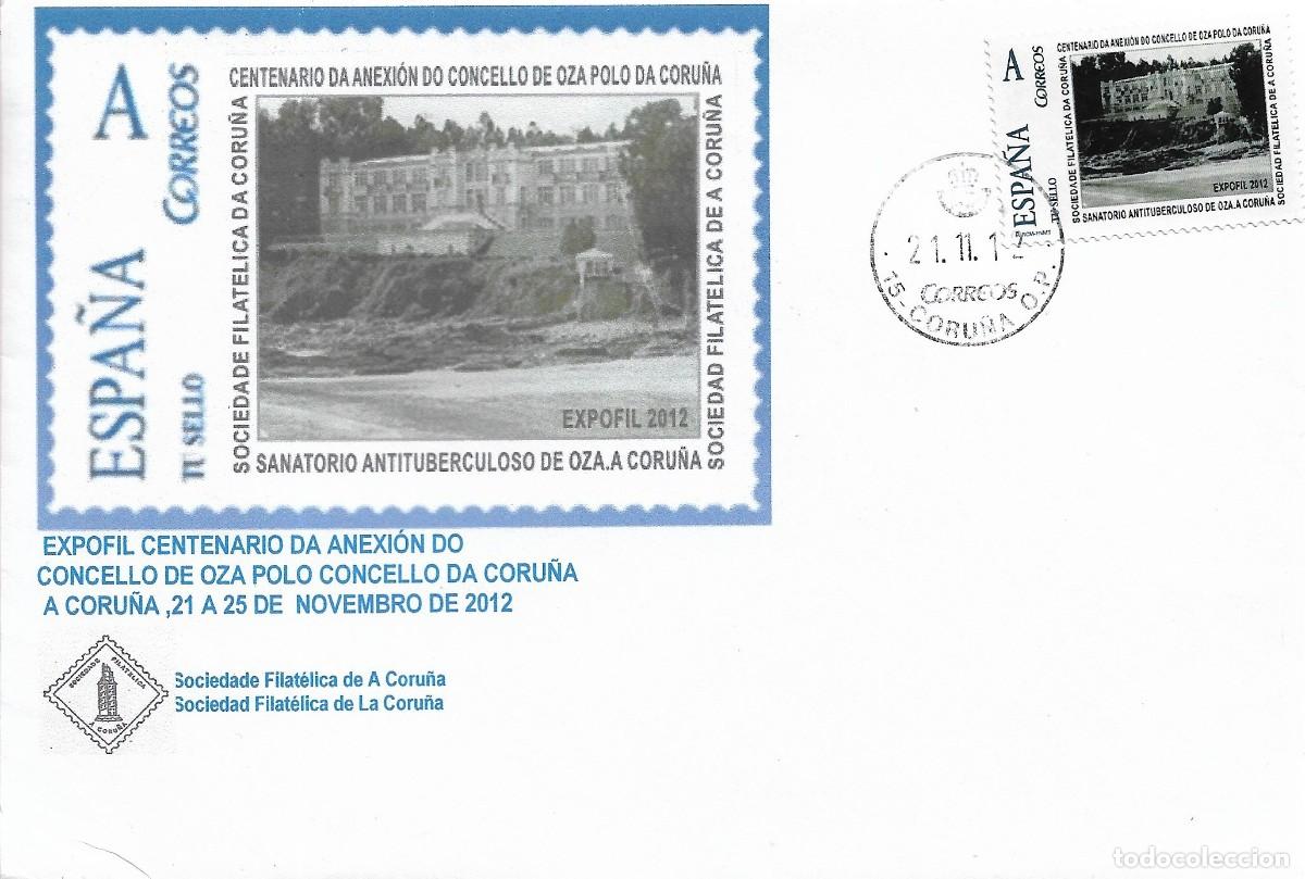 Sellos: RARO TU SELLO CONCELLO OZA SANATORIO ANTITUBERCULOSO A&Ntilde;EXION CORU&Ntilde;A CENTENARIO 2012 SOBRE ILUSTRADO