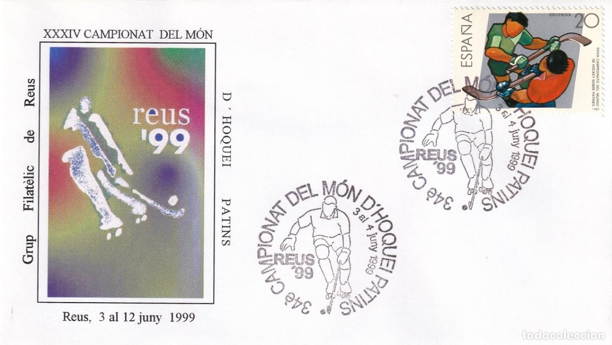 Sellos: Sobre Reus'99 / Grup Filat&egrave;lic de Reus - XXXIV Campionat del M&oacute;n d'Hoquei Patins 1999