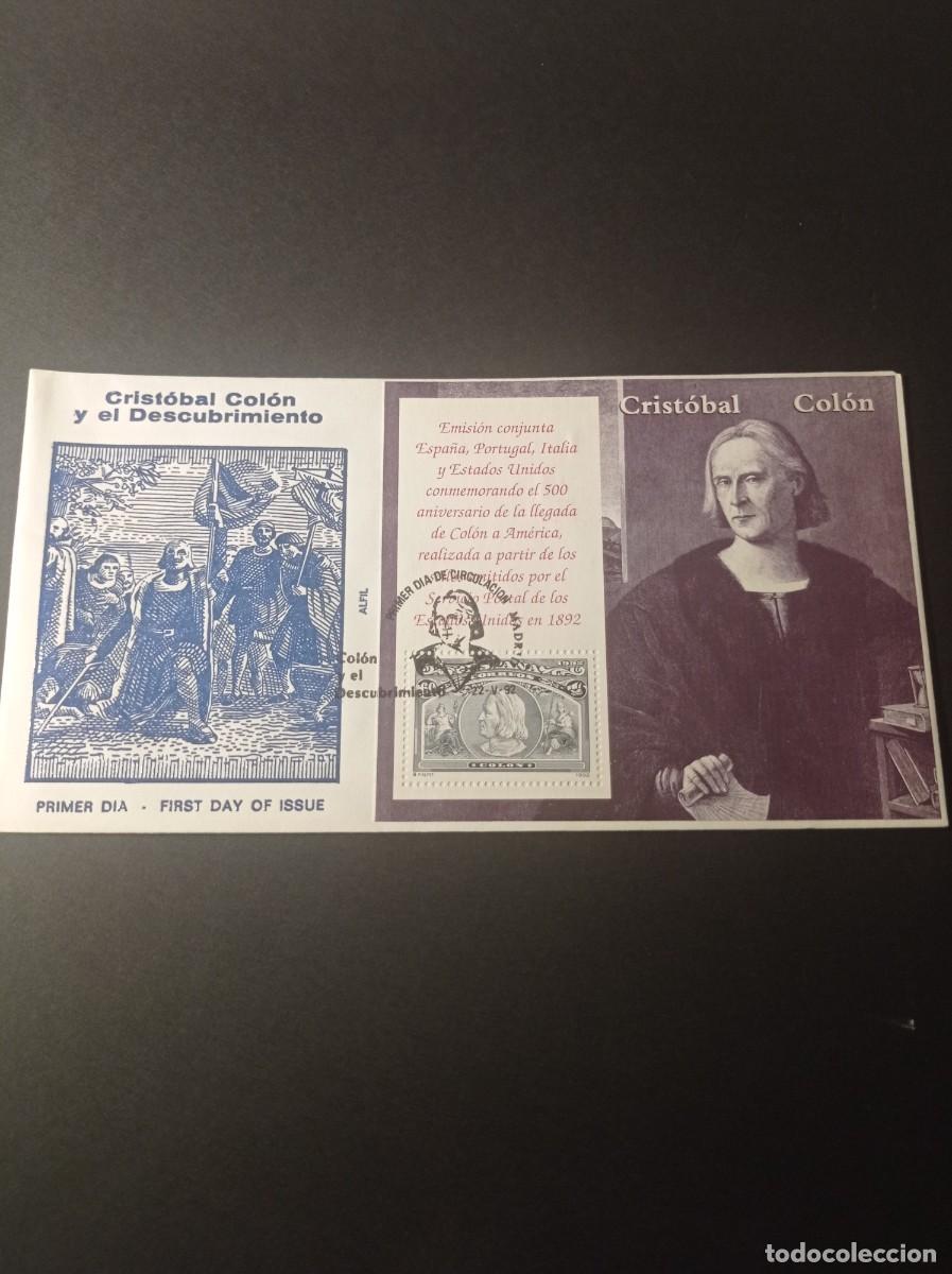Sellos: Crist&oacute;bal Col&oacute;n sobre primer d&iacute;a 5 - Foto 1