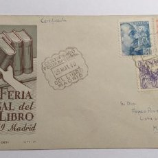 Sellos: SOBRE FERIA NACIONAL DEL LIBRO. MADRID, 1949. SELLO DE FRANCO. MATASELLO DE MADRID